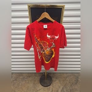 Vintage 90s Chicago Bulls Single Stitch Shirt Magic Johnson T's LARGE